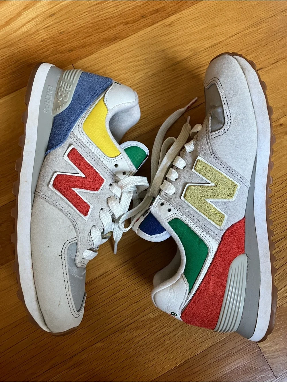 STAUD Multicolor Athletic Sneakers — White, Red, Blue, Yellow, Green